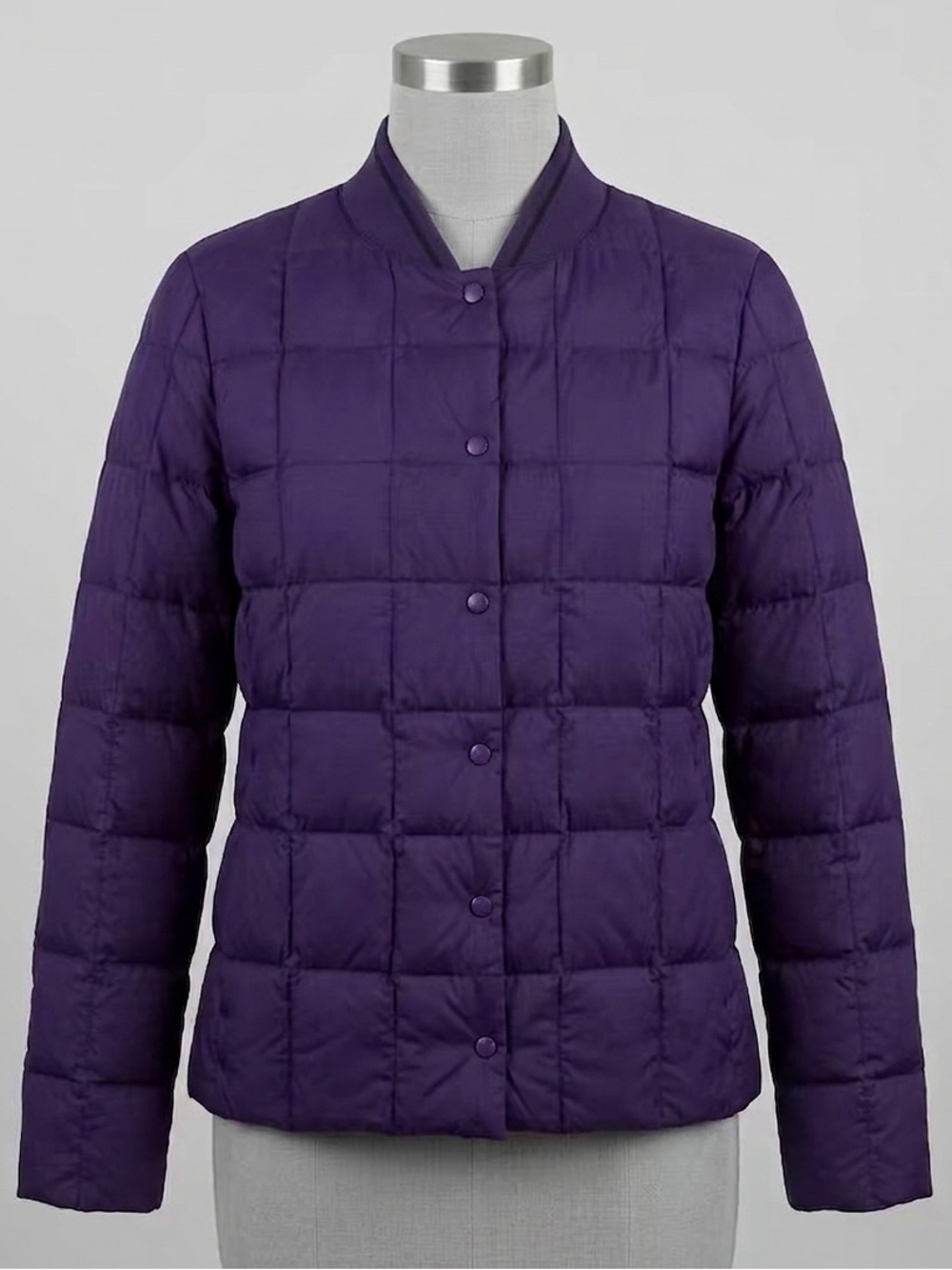 Trina Turk Purple Square Quilted Down Puffer Jacket Coat Small S